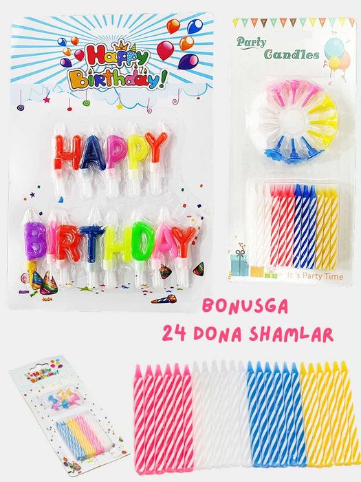 Tort uchun sham, happy birthday sham, shamlar,sham