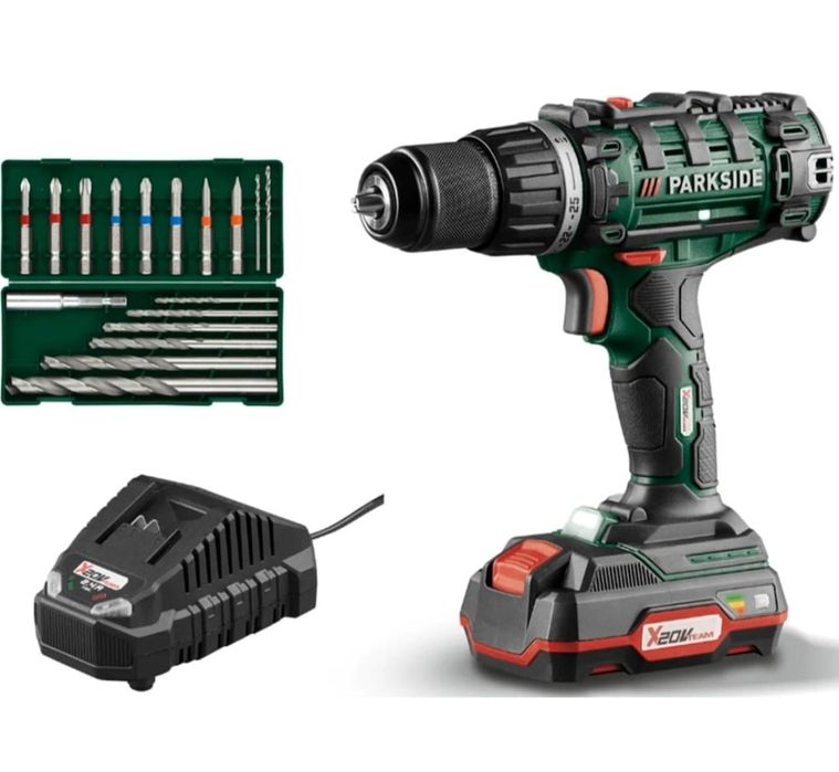 Mașină de înșurubat și găurit parkside PABS 20 Li G8 set acumulator și încărcător buna la construcții