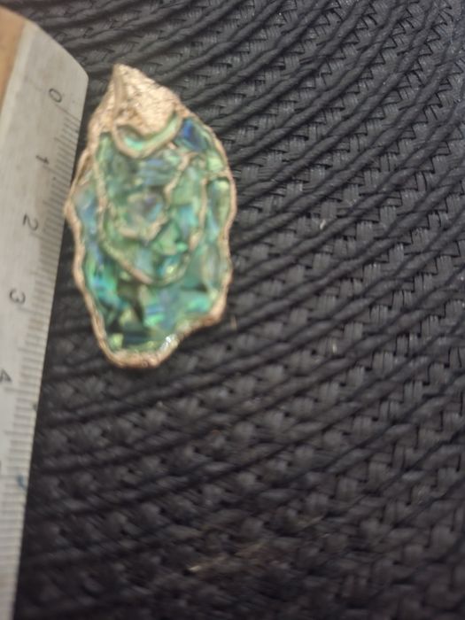 Set colier 7 cm si cercei 3.5 cm abalone placat cu aur