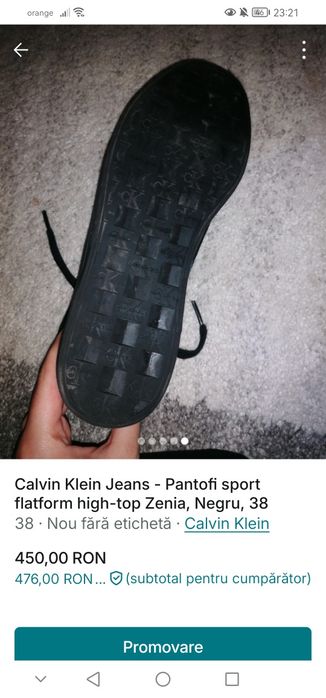 Calvin Klein Jeans pantofi sport flatform high top Zenia, Negru, 38