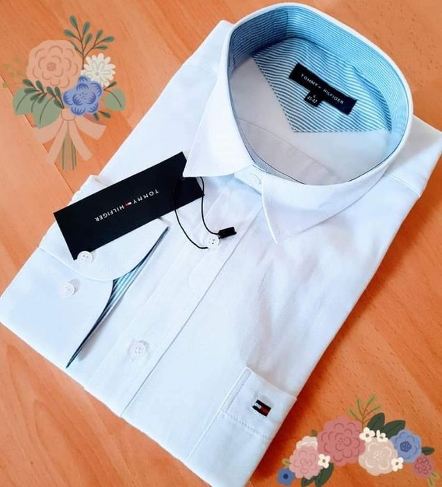 Camasi bumbac Tommy Hilfiger ,logo brodat,mânecă lungă