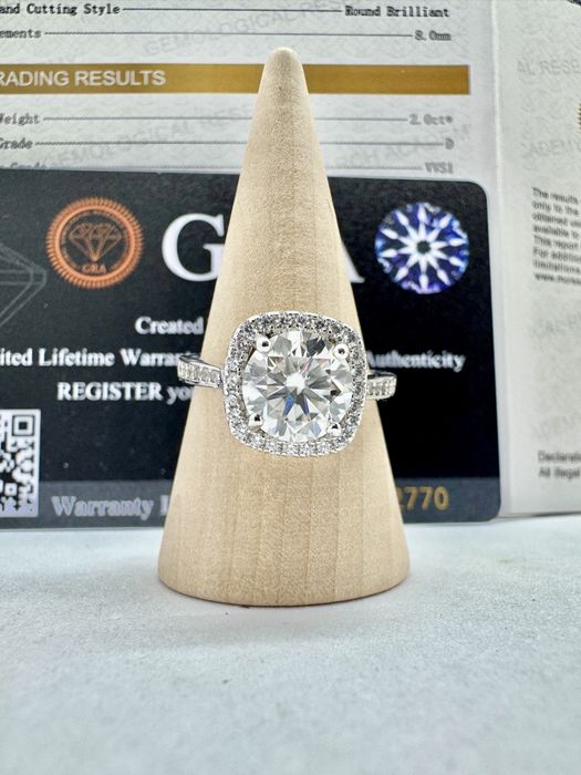 Сребърен пръстен с мойсанит (Диамант) 2 карата