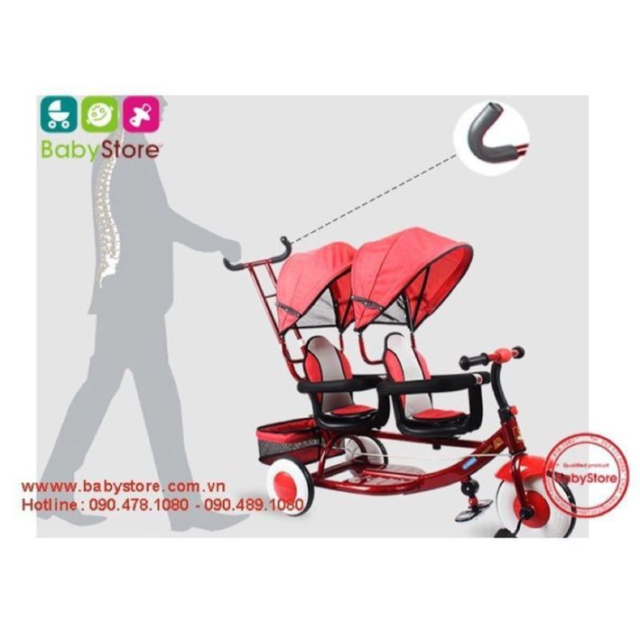 Двухместная коляска трехколесный велосипед с 2 ме