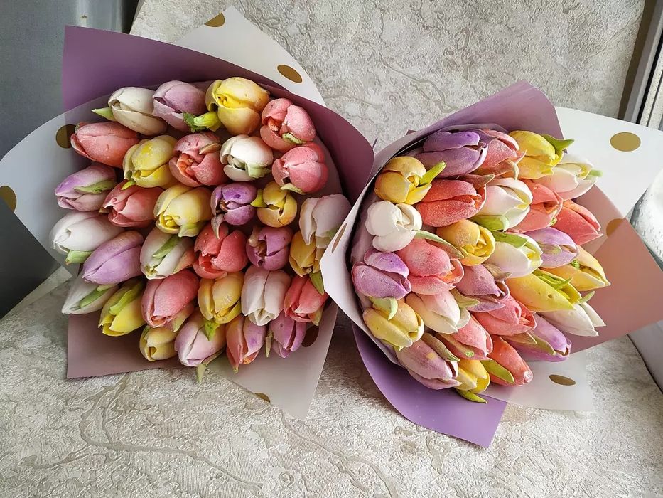 Зефирные  букеты, тюльпаны