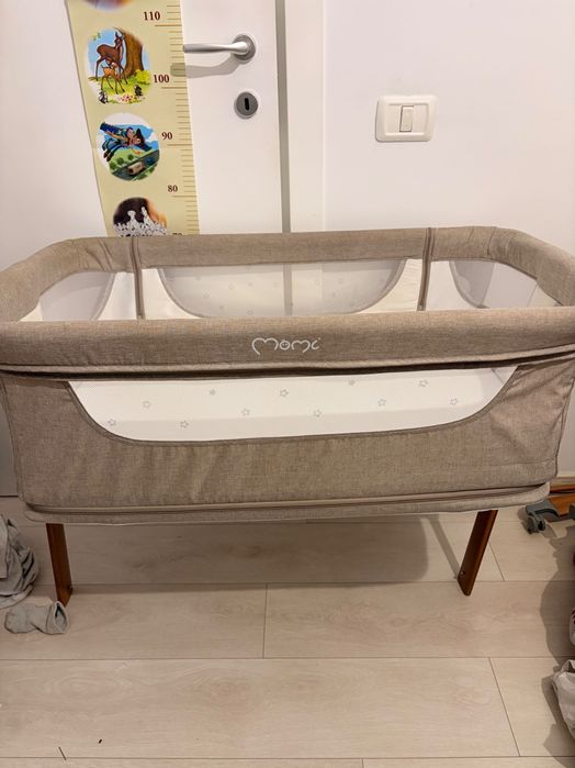 Pat 4in1 MoMi Smart Bed, Inaltime Reglabila, Cadru Poliester/Otel, 15kg, Bej