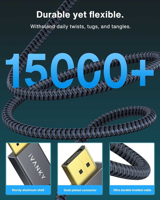 Cablu DisplayPort 1.4,2M,8K-60Hz,4K-144Hz,HBR3,32.4Gbps,HDCP 2.2,HDR