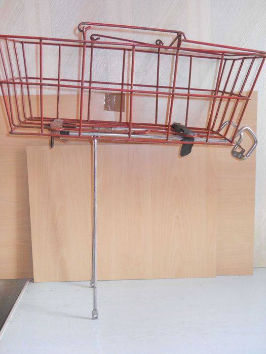 Portbagaj cromat + cos metalic bicicletă