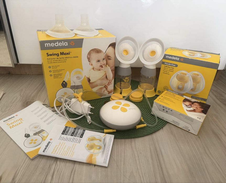 Medela Swing Maxi – двустранна електрическа помпа + Hands-free чаши + Quick Clean