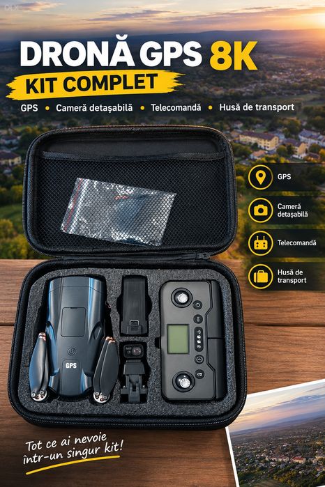 Dronă V198 8K – cameră detașabilă – GPS