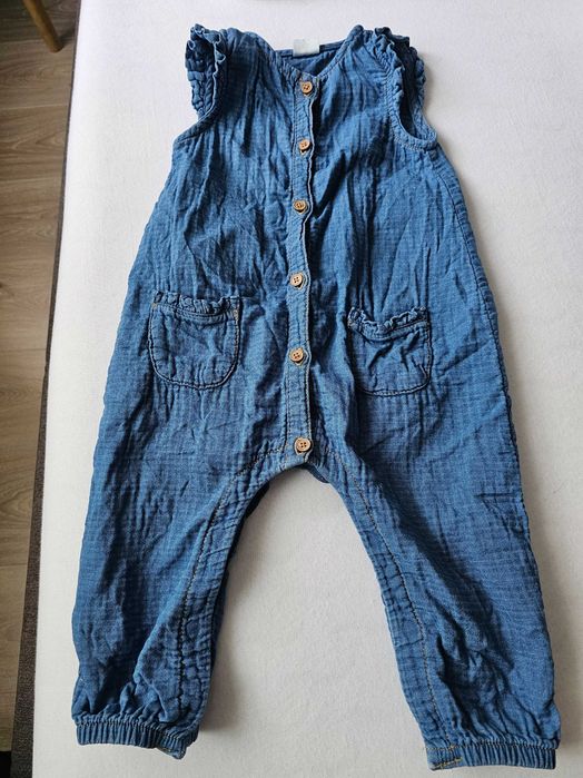 Salopeta denim bebe Next 9-12 luni, marimea 80cm