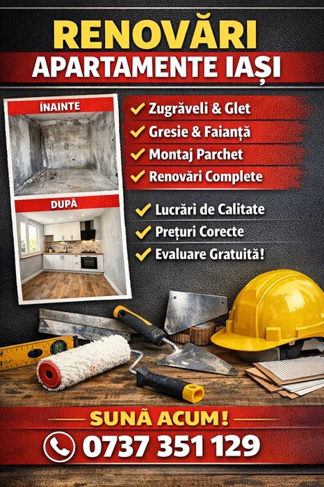 Renovări apartamente Iași –  Zugrăveli, Parchet etc.