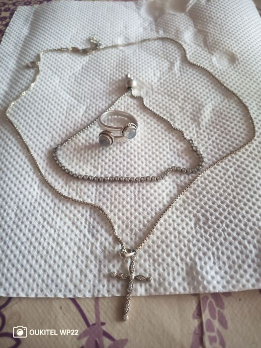 Сребърни бижута,колие,гривна и пръстен