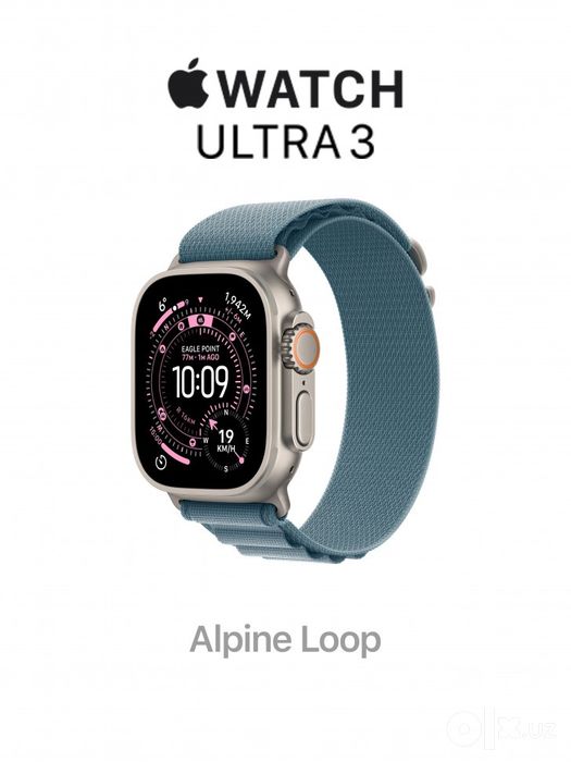 Apple Watch Ultra 3 Natural Titanium / Light Blue Alpine Loop / B100%
