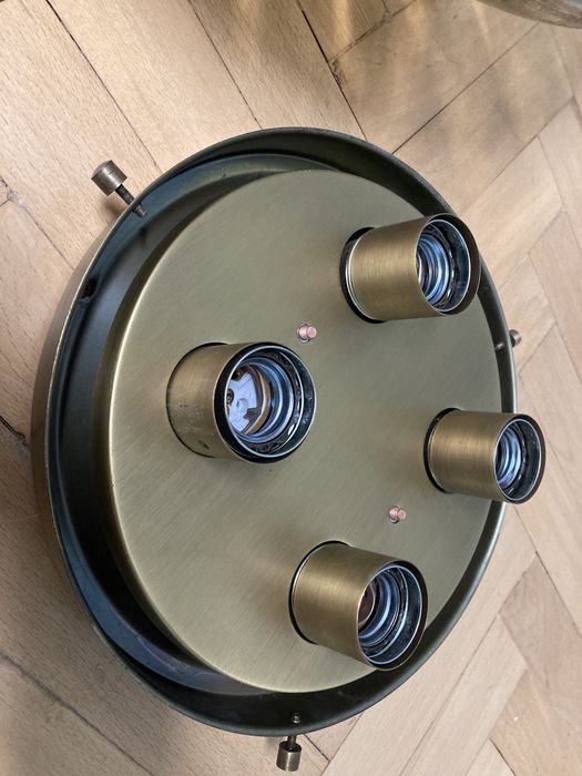 Месингова голяма стъклена лампа от Hillebrand Leuchten / 1970 г.