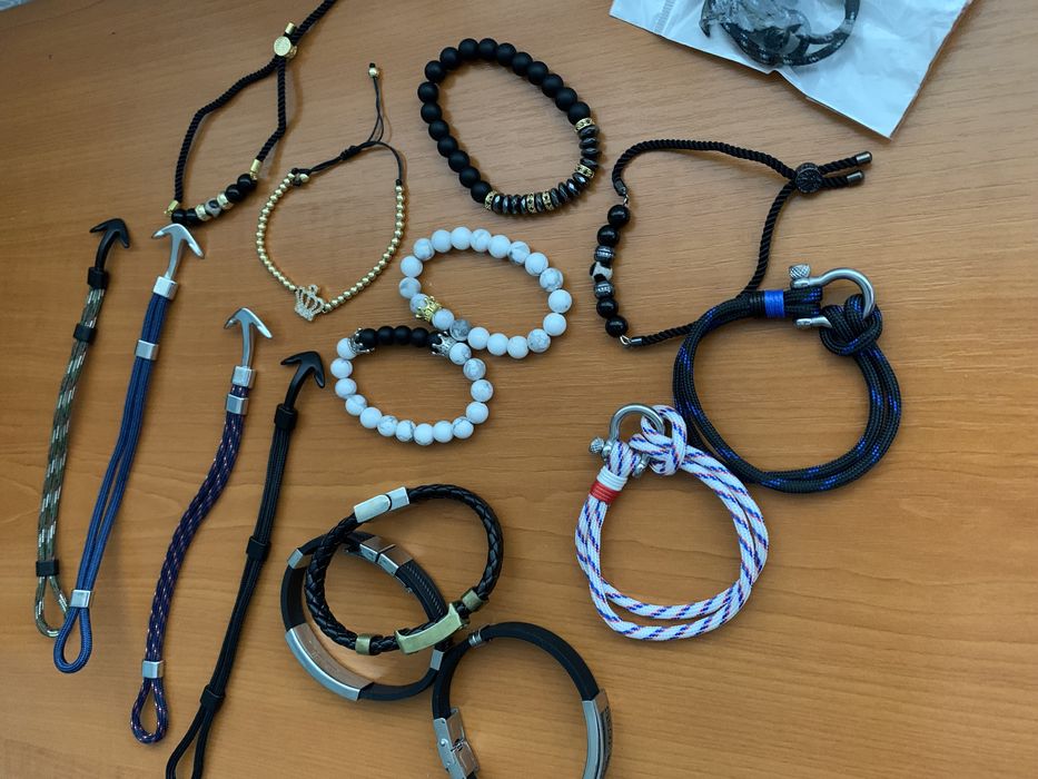 Bratari unisex Charm Black / White/ Textil Noi