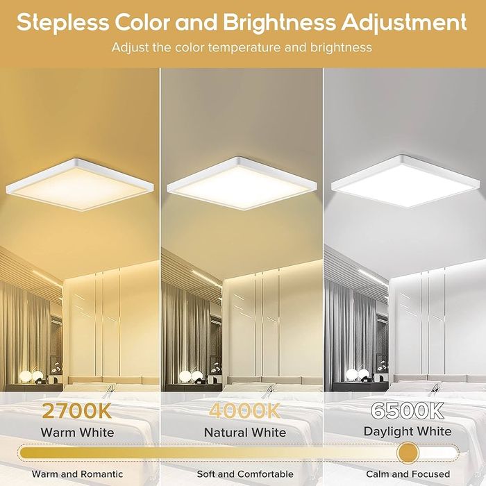 24 W LED димируема, водоустойчива 2700-6500K квадратна лампа