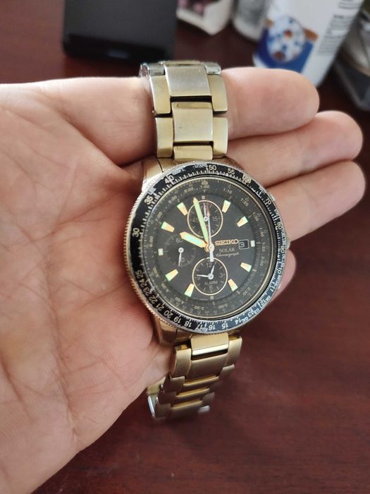 Ceas Seiko solar chronograph gold