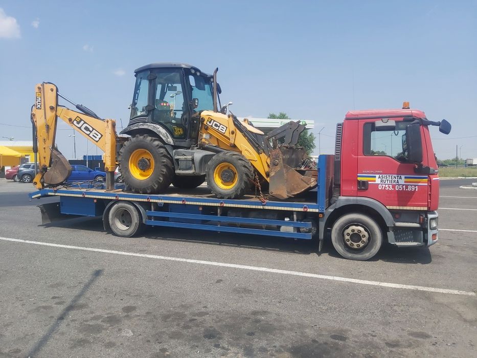 Transport buldo excavatoare,utilaje,tractoare,inchiriez platforma trailer