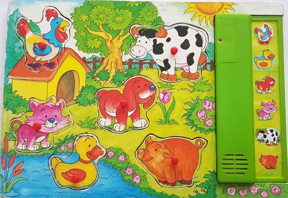 Puzzle incastru, piese din lemn – La Fermă (Animale domestice)