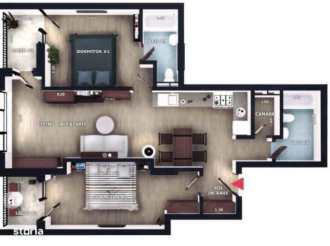 Apartament 3 camere | 69mp | zona Vivo, Floresti