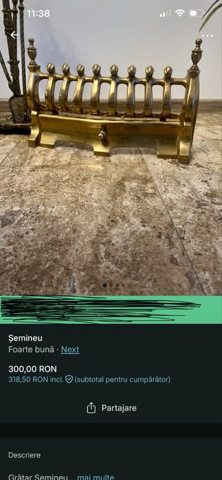 Grilaj semineu  din metal  este ca si nou