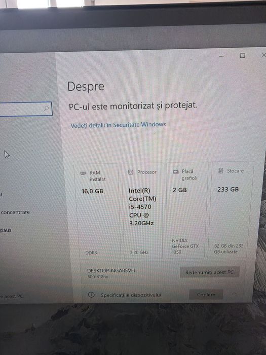 Sistem Desktop Gaming Modest HP i5 4gen 16g 256g ssd GTX1050 2g