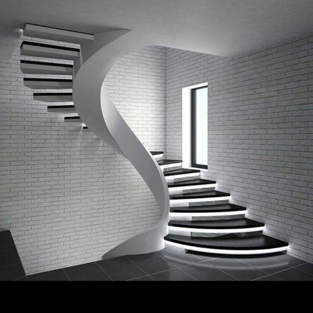 Монолитная лестница и перила из профиля