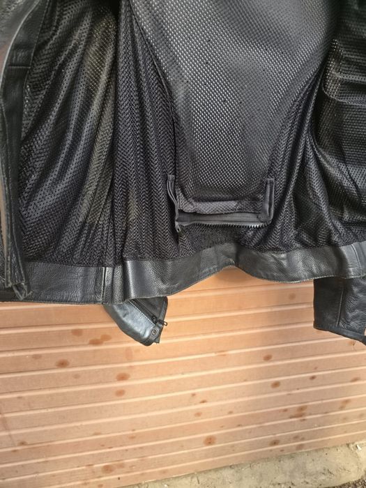 Geaca moto piele Bikers, negru cu argintiu inchis,  56