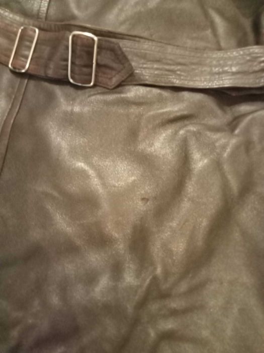 Haină lungă din piele naturală vintage – maro închis