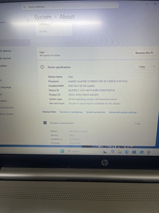 Vand hp 15s fq1032nf
