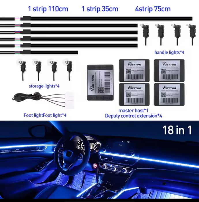 Амбиентно осветление 64 цвята ТОП !