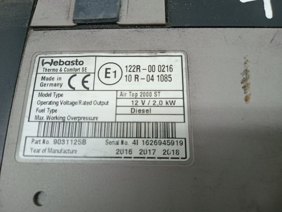 Webasto 9031125b 122r-000216 1.5 DCI k9k612 Renault Master 3 [2010 -