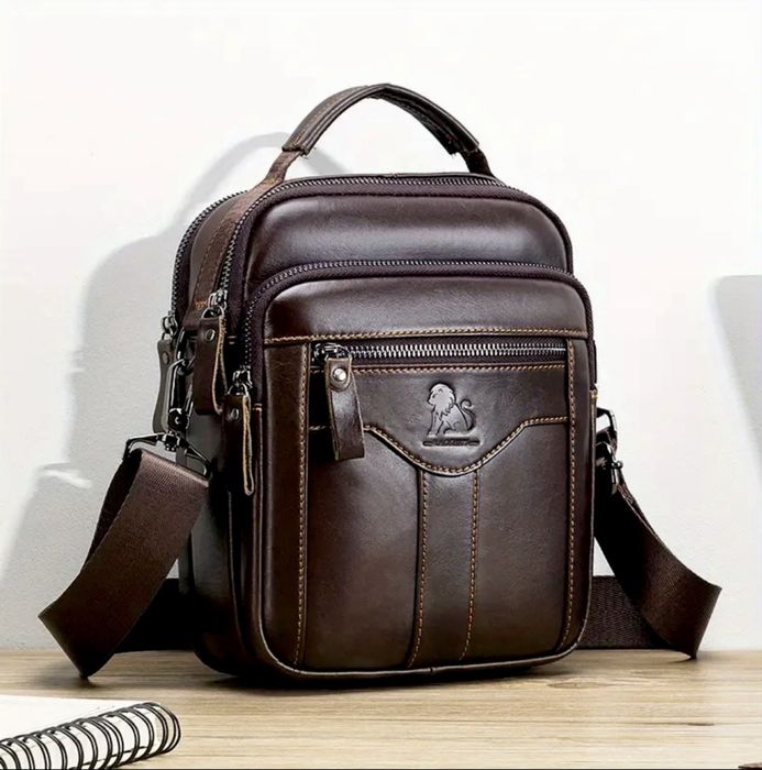 Мъжка бутикова чанта с дръжка /Кафява премиум естест. кожа -7%Промоция