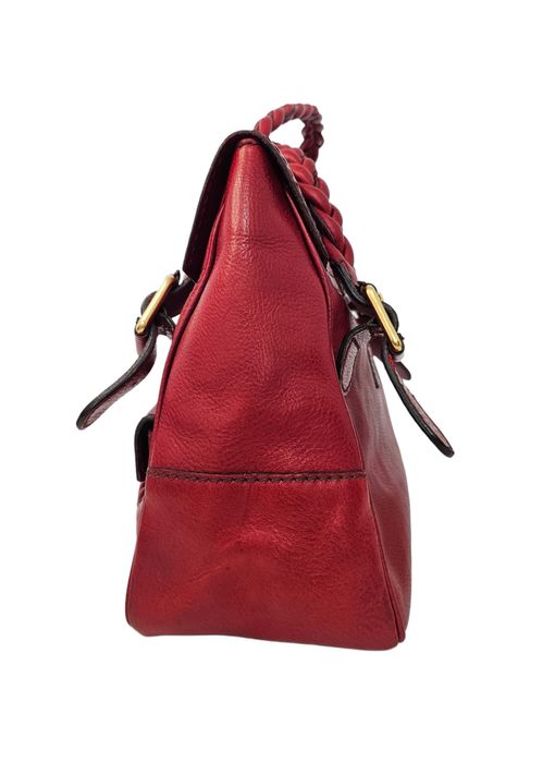 Geantă vintage Valentino Garavani din piele roșie, detalii împletite