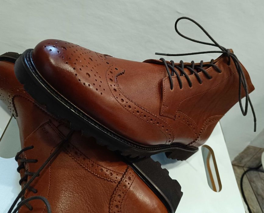 Ghete lace up brogue 45 de lux BOCAGE NOI piele naturala moale