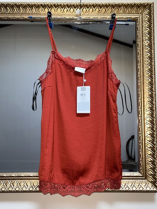 Maieu cu dantelă, Vila Clothing, oranj-roșu