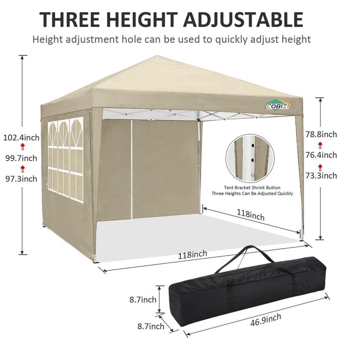 COBIZI Canopy 10x10 Pop Up Canopy Водоустойчива Tent Изскачаща палатка