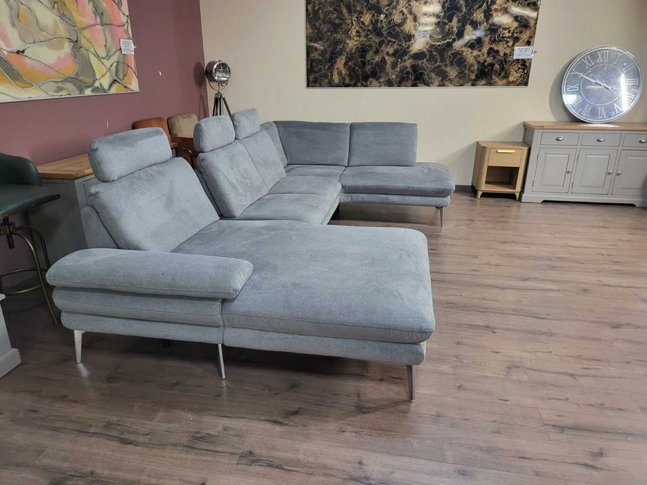 Сив П-образен ъглов диван от плат Dieter Knoll Arzona