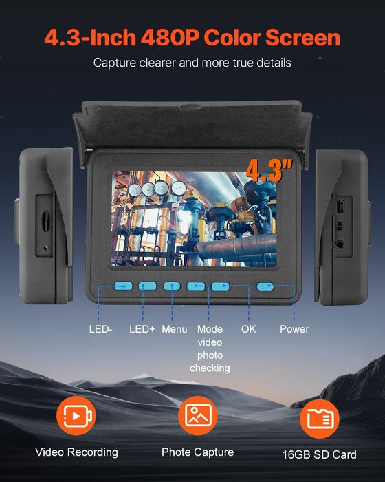 Camera Inspectie Canalizare 30m Zoom 3X Baterie 8500mAh IP68