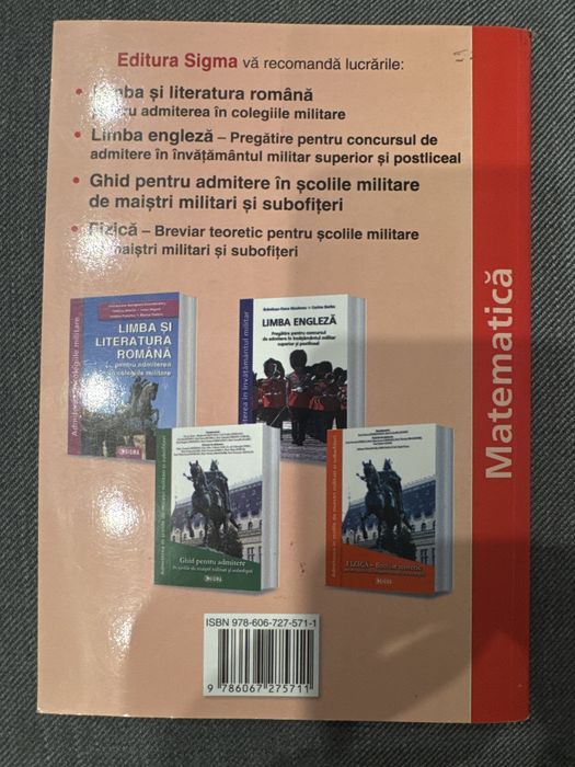 Carti / culegeri pentru admiterea in colegiile militare