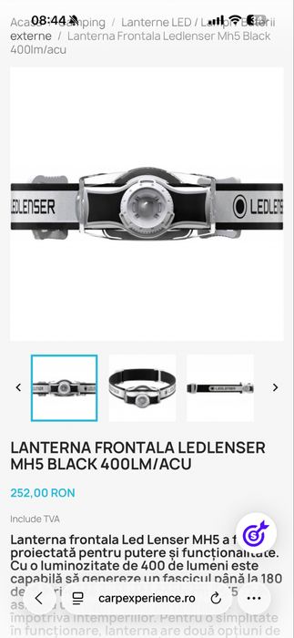 Lanterna pescuit Lanterna  Frontala LEDLENSER MH5 400LM/ACU