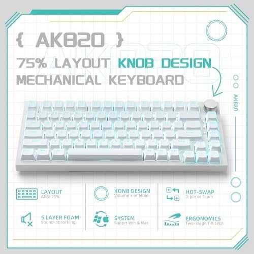 Ajazz AK820 механична клавиатура 75% Hot Swap