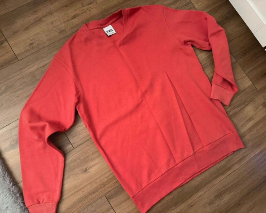 Hanorac Zara fără glugă, bărbați, culoare roșu corai, mărimea M