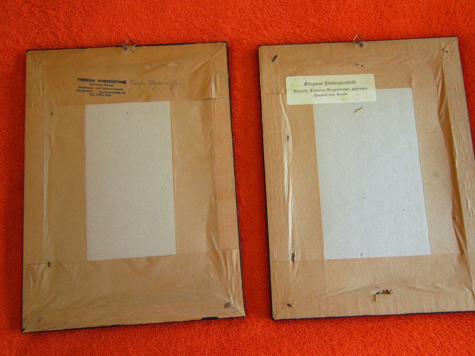 cadou rar tablou pictat pe sticla Sfantul Mihail +Flori, semnate