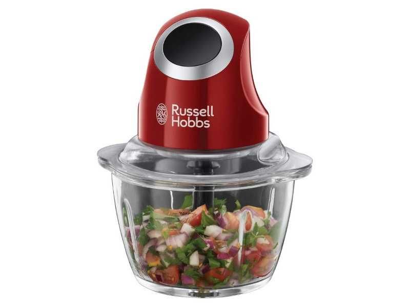 Мини Чопър със Стъклена Купа Russell Hobbs 24660-56, 200W, Червен