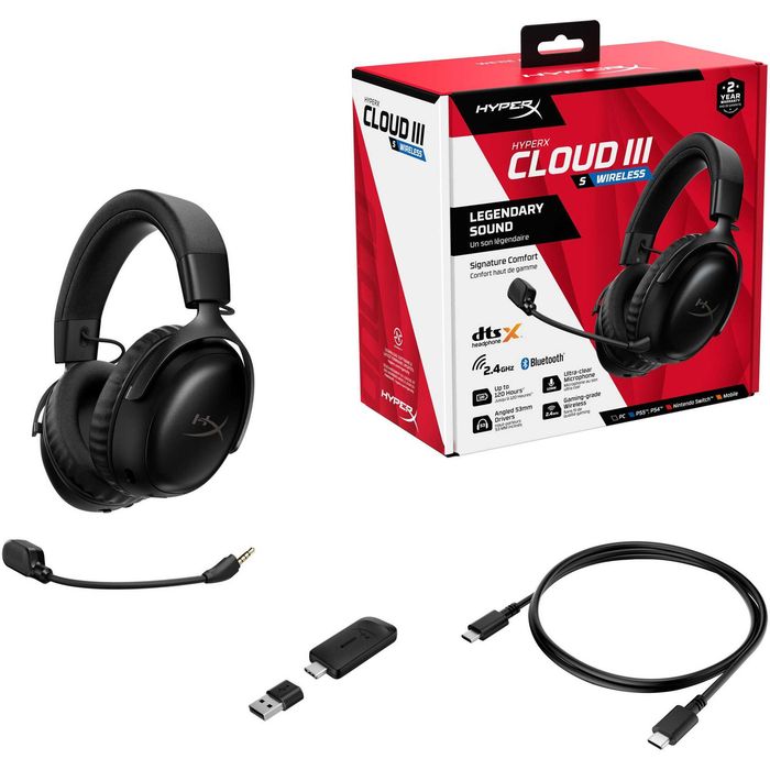 Casti gaming wireless HyperX Cloud III S, DTS Headphone:X Spatial Audio, 2.4GHz/Bluetooth, autonomie max. 120h 2.4GHz/200h BT, spuma cu memorie, etc