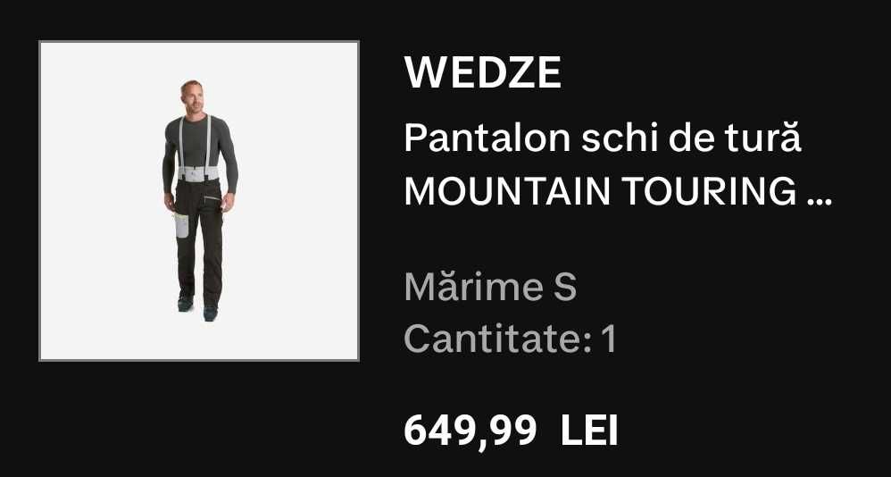 Costum ski schi tura hardshell WEDZE Mountain Touring