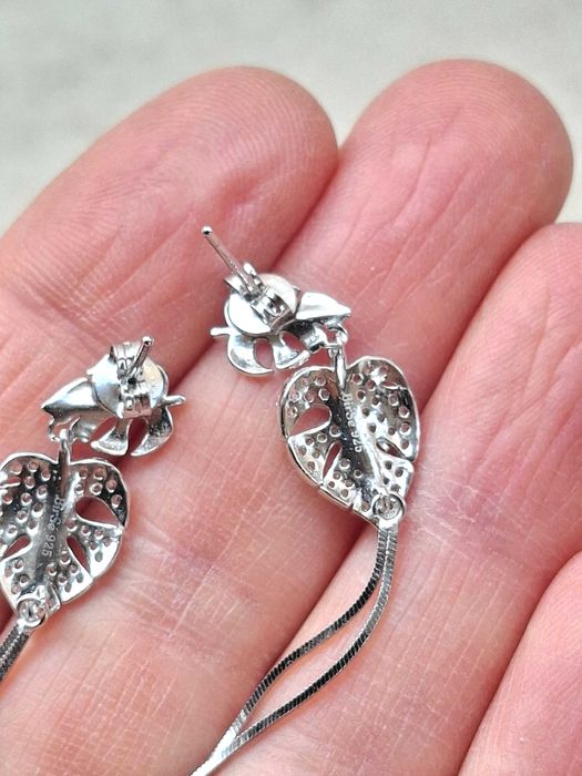 Сребърни висящи обици