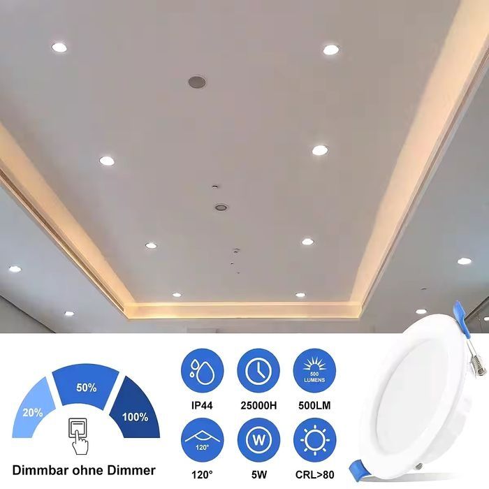 Spot încastrat LED set 10 spoturi LED 230V, 5W 500LM IP44