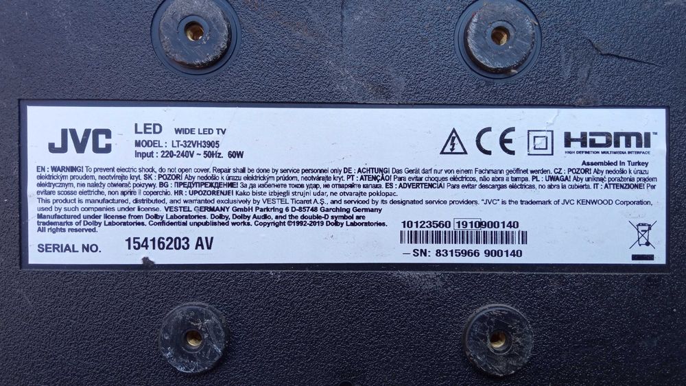JVC LT-32VH3905 VES315 части